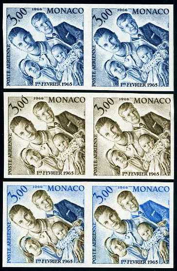 Monaco_1965_Yvert_PA85-Scott_C67_different_colors_pair