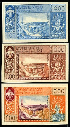 Laos_1958_Yvert_54-Scott_51_different_colors_a