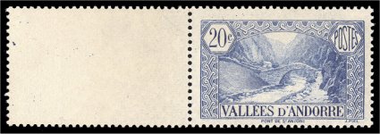 Fr_Andorra_1932_Yvert_30A-Scott_unissued_Pont_de_St-Antoni_blue_bb_US