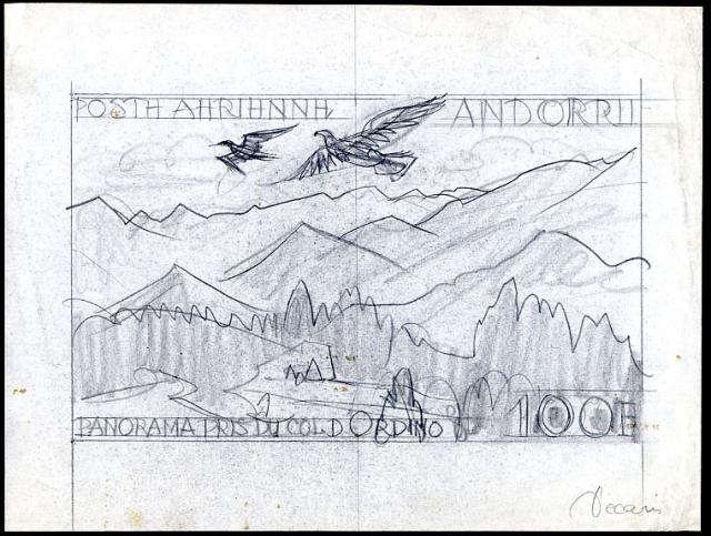Fr_Andorra_1955_Yvert_PA2a-Scott_C2_unadopted_paysage_MAQ