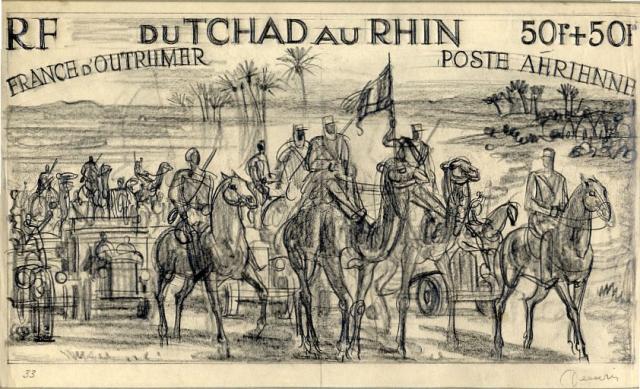 Fr_Equat_Africa_1946_Yvert_PA44a-Scott_C26_unissued_50f_+_50f_Tchad_au_Rhin_MAQ