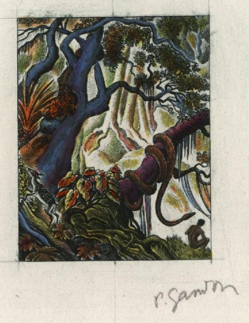 Fr_Equat_Africa_1952_Yvert_PA53a-Scott_C37_unadopted_Garden_of_Eden_by_Gandon_multicolor_e_AP_detail