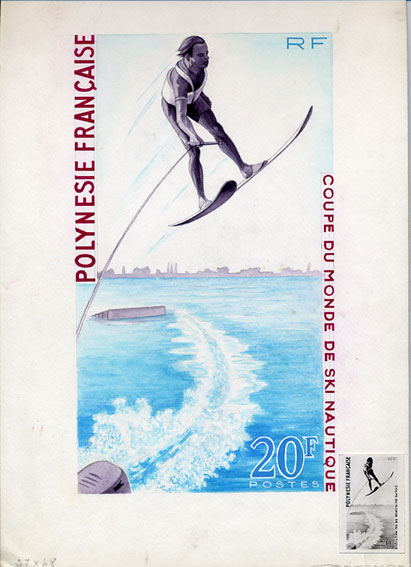 Polinesia_1971_Yvert_87a-Scott_268_unadopted_water-ski_MAQ