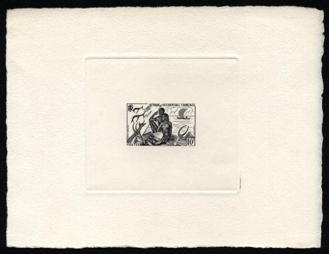 Fr_West_Africa_1954_Yvert_49a-Scott_60_unissued_10f_hunting_and_fishing_black_aa_AP