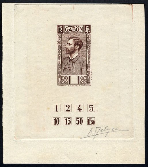 Gabon_1932_Yvert_133a-Scott_unissued_in_TD_de_Brazza_etat_dark-brown_aa_AP