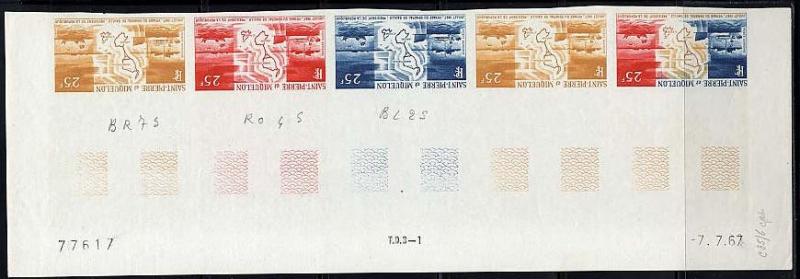 St_Pierre_1967_Yvert_PA38-Scott_C35_five_a