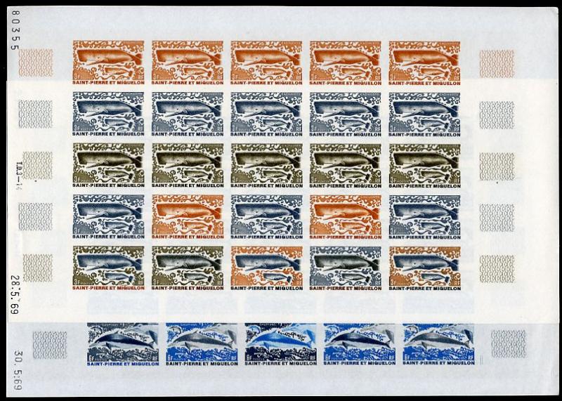 St_Pierre_1969_Yvert_392_+_394-Scott_390_+_392_full_sheet