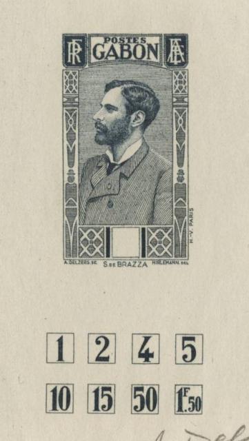 Gabon_1932_Yvert_133a-Scott_unissued_in_TD_de_Brazza_etat_deep-blue_a_AP_detail