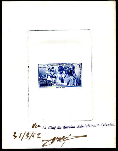 Guadeloupe_1942_Yvert_PA1a-Scott_CB1_unadopted_protection_enfance_indigene_etat_blue_a_AP