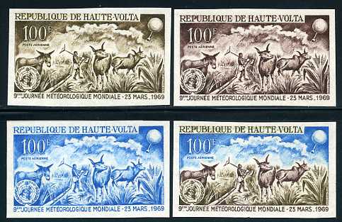 Upper_Volta_1969_Yvert_PA64-Scott_C63_different_colors