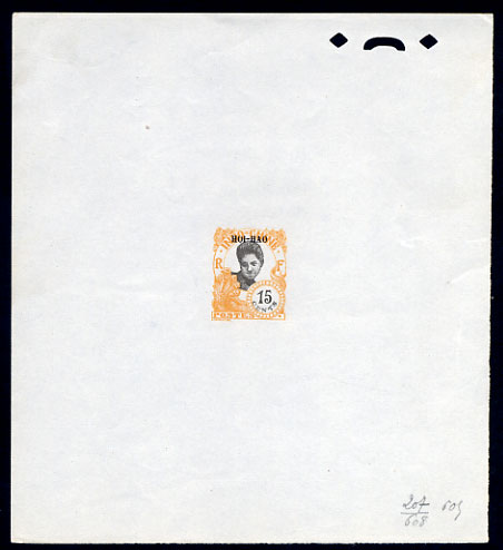 Indochina_Hoi-Hao_1922_Yvert_112a-Scott_unissued_black_overprint_604_orange_207_+_black_608_typo_CP