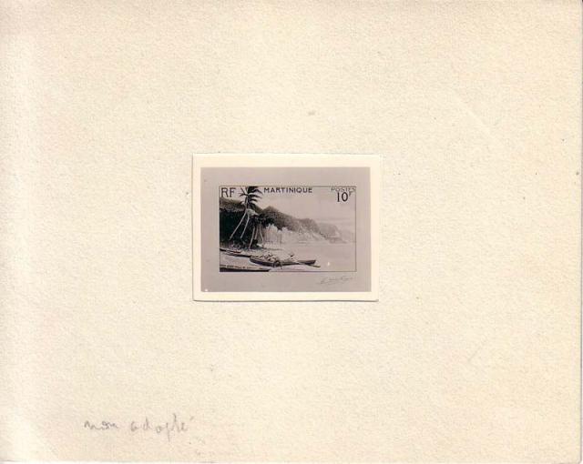 Martinique_1947_Yvert_238a-Scott_229_unadopted_pirogue_black_AP
