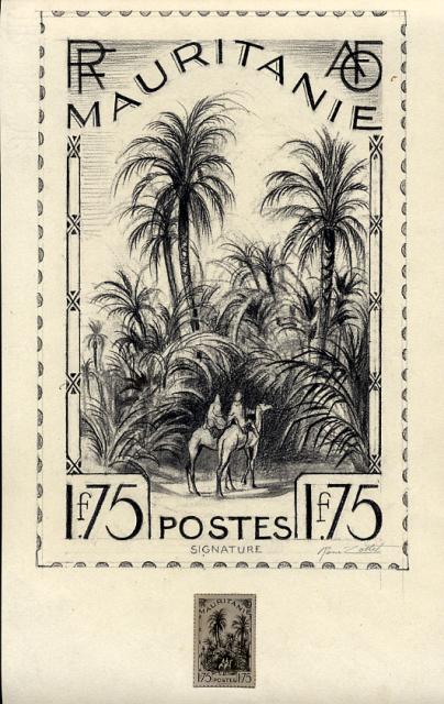 Mauritania_1938_Yvert_89b-Scott_A8_unadopted_1f75_oasis_MAQ