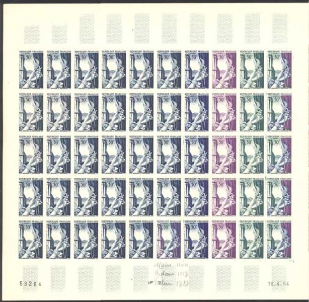 France_1954_Yvert_973-Scott_714_full_sheet