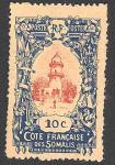 Somali_Coast_1915_Yvert_87a-Scott_unadopted_10c_mosque_by_Montader_blue_+_red_typo_US