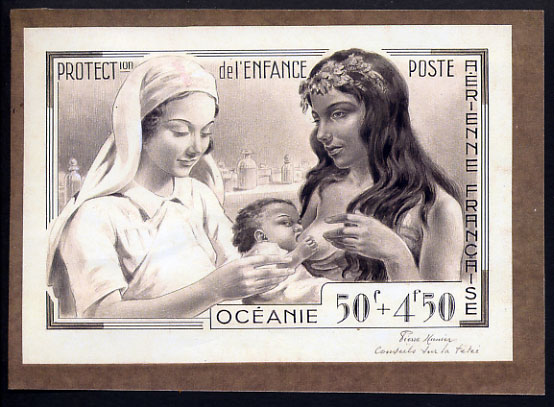 Polinesia_Oceanie_1942_Yvert_PA4a-Scott_unadopted_50c_+4f50_Protection_Enfance_MAQ