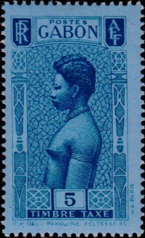 Gabon_1932_Yvert_Taxe_23-Scott_native_woman_helio_IS