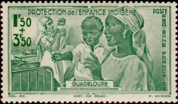 Guadeloupe_1942_Yvert_PA1-Scott_CB1_protection_enfance_indigene_IS