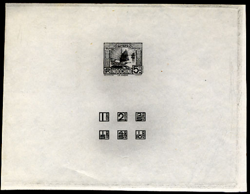 Indochine_1931_Yvert_156a-Scott_unissued_5c_boat_black_aa_AP