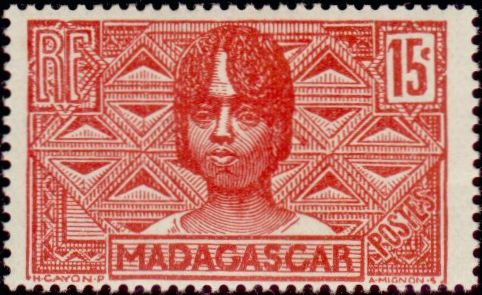 Madagascar_1936_Yvert_166-Scott_woman_head_IS
