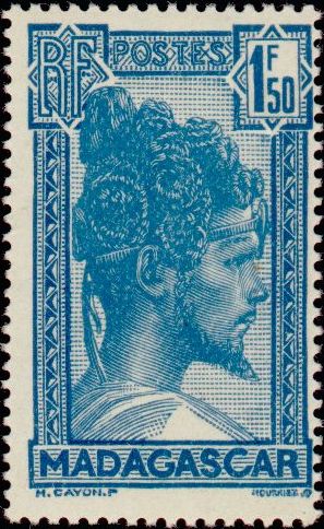 Madagascar_1936_Yvert_176-Scott_1f50_man_head_typo_IS