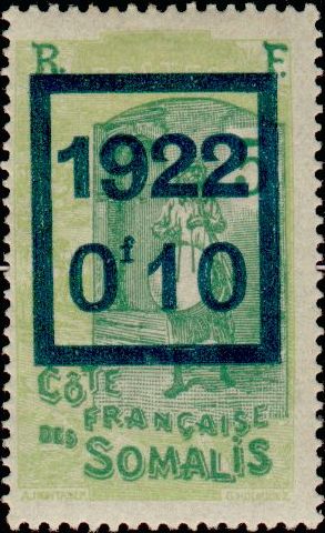 Somali_Coast_1922_Yvert_101-Scott_overprint_1922_typo_IS