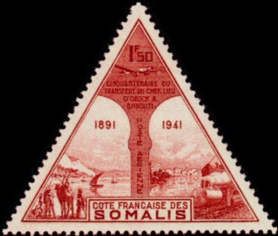 Somali_Coast_1943_Yvert_PA11-Scott_C5_1f50_Capital_removal_IS