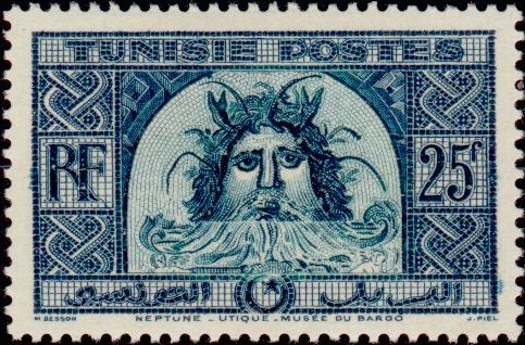 Tunisia_1948_Yvert_319A-Scott_193_25f_Neptune_a_IS