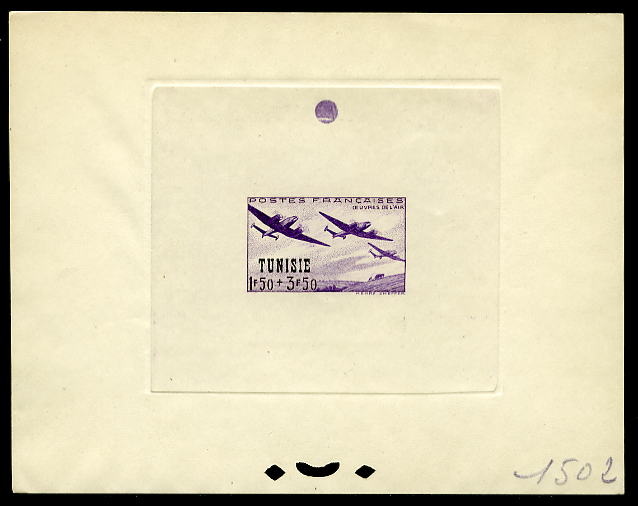 Tunisia_1942_Yvert_243A-Scott_unadopted_1f50_+_3f50_OEuvres_de_Air_violet_1502_ab_ATP
