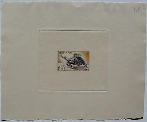 Sud_Vietnam_1955_Yvert_31a-Scott_29_unadopted_tortue_violet_+_green_+_yellow_AP