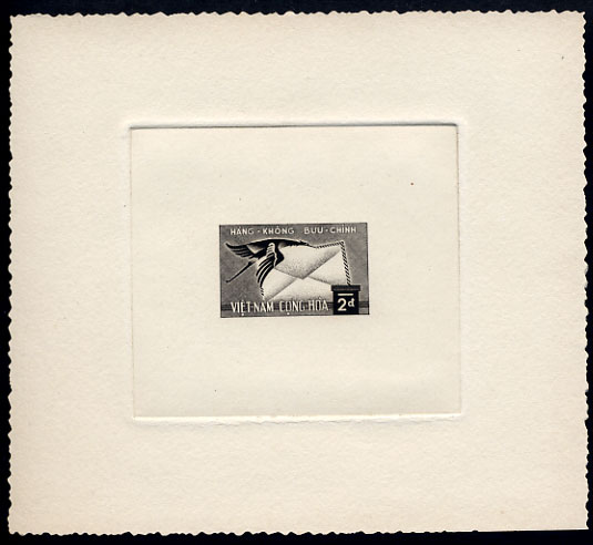 Sud_Vietnam_1960_Yvert_PA11a-Scott_unissued_2d_bird_and_mail_black_AP
