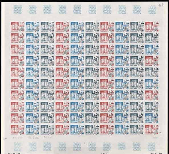 France_1979_Yvert_Preoblit_166-Scott_1657_full_sheet