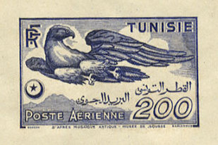 Tunisia_1949_Yvert_PA13-Scott_C14_blue_detail