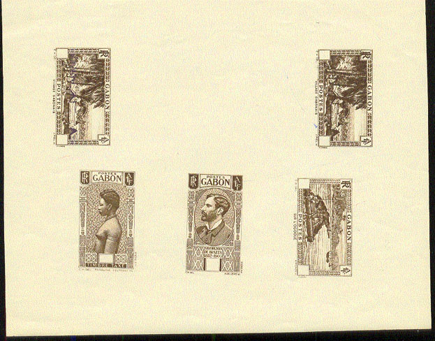 Gabon_1932_Yvert_125_+_133_+_141_+_Taxe_23-Scott_etat_dark-brown_helio