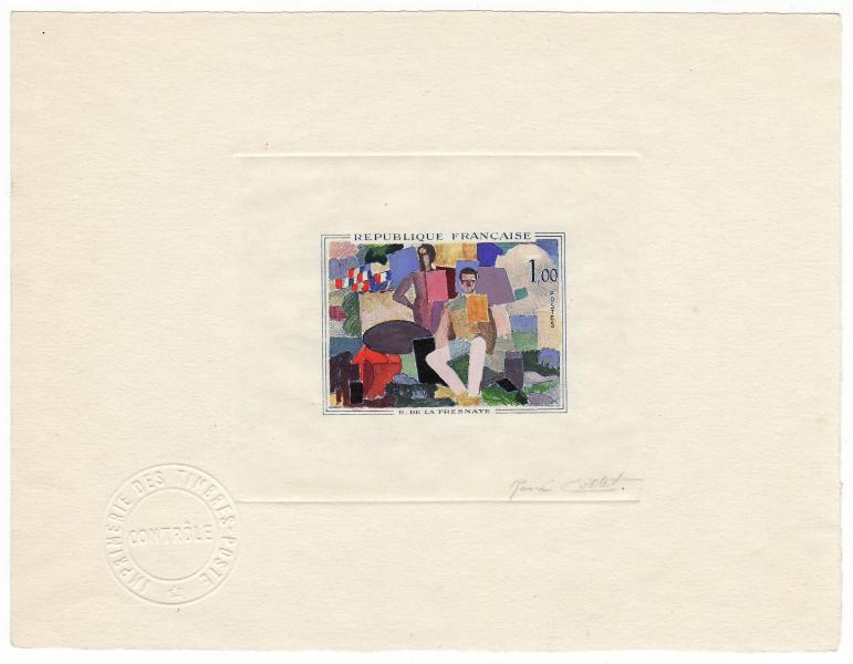 France_1961_Yvert_1322-Scott_1018_positive_hand_multicolor_ab