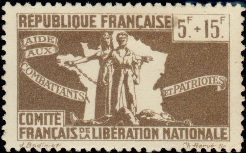French_Colonies_1943_Yvert_63-Scott_5f_+_15f_Aid_to_fighters_IS