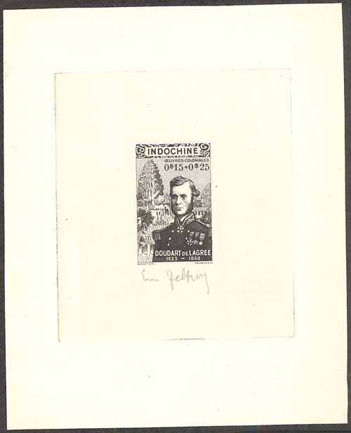 Indochine_1943_Yvert_261a-Scott_unadopted_15c_+_25c_Douart_de_Lagree_black_e_AP