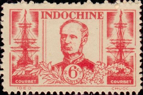 Indochine_1943_Yvert_266-Scott_6c_Amedee_Courbet_IS