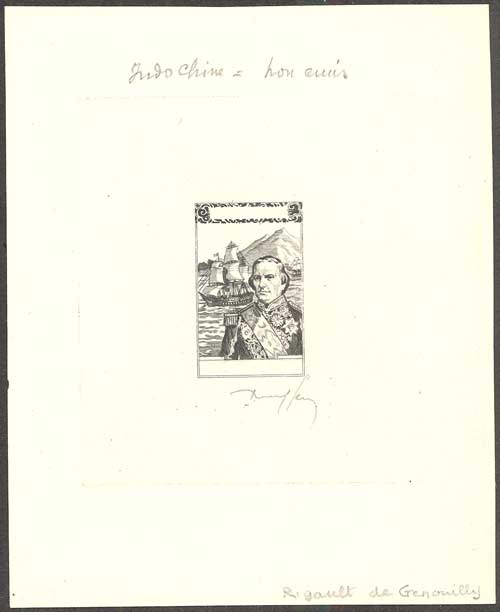 Indochine_1943_Yvert_267a-Scott_unadopted_Rigault_de_Genouilly_1er_etat_black_AP