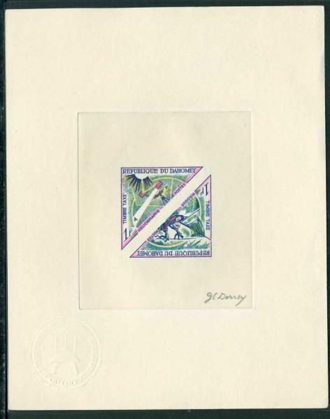 Dahomey_1967_Yvert_Taxe_37-38-Scott_J34-35_hand_multicolor_d
