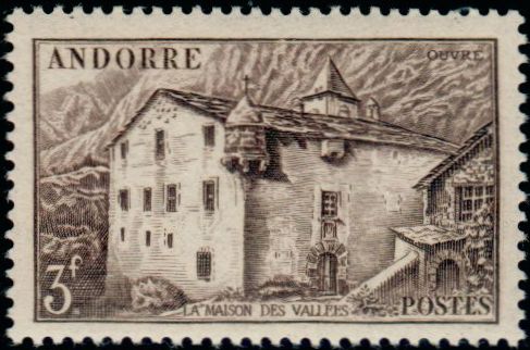 Fr_Andorra_1944_Yvert_106-Scott_3f_Maison_des_Vallees_b_IS