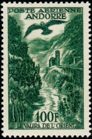 Fr_Andorra_1955_Yvert_PA2-Scott_C2_paysage_a_IS