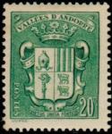 Fr_Andorra_1937_Yvert_53-Scott_71_20f_Armoires_des_Vallees_IS