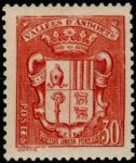 Fr_Andorra_1937_Yvert_54-Scott_72_30f_Armoires_des_Vallees_IS