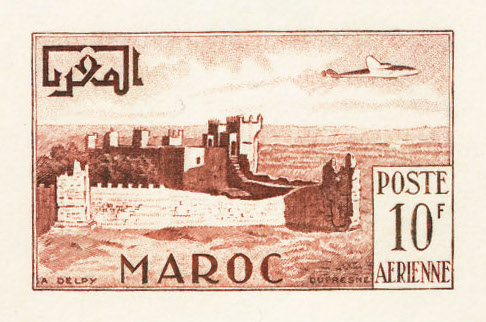 Morocco_1952_Yvert_PA85-Scott_C42_brown-red_detail