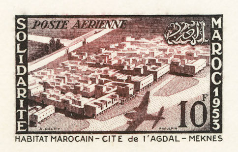 Morocco_1954_Yvert_PA94-Scott_C47_black_+_red-brown_detail