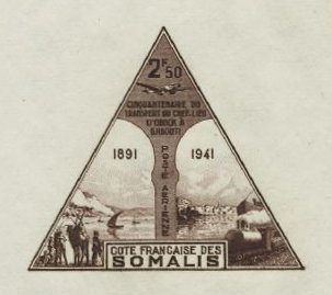 Somali_Coast_1943_Yvert_PA11a-Scott_C5_unissued_2f50_Capital_removal_brown_1701_CP_detail