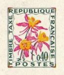 France_1971_Yvert_Taxe_100-Scott_dark-green_+_lilac-red_+_yellow_typo_detail