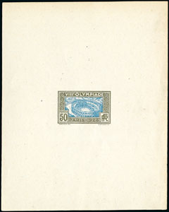 France_1924_Yvert_186a-Scott_201_unadopted_Jeux_Olympiques_Paris_50c_sepia_+_blue_typo_CP