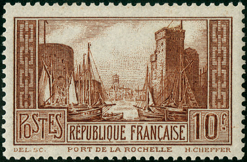 France_1929_Yvert_261e-Scott_251_Port_de_la_Rochelle_brown_d_US
